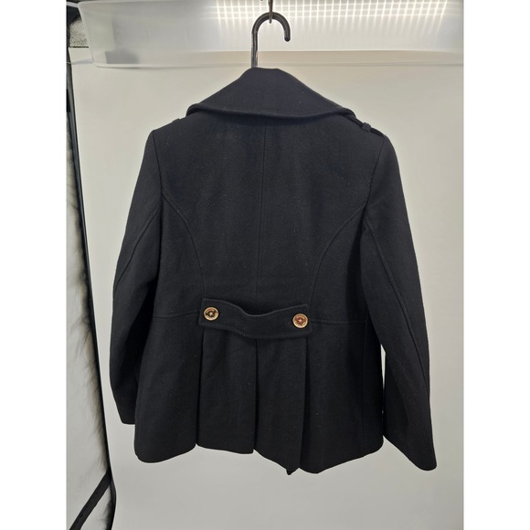 Michael Kors Womens Black Double Breasted Gold Button Peacoat Jacket Size 6 - Picture 3 of 6